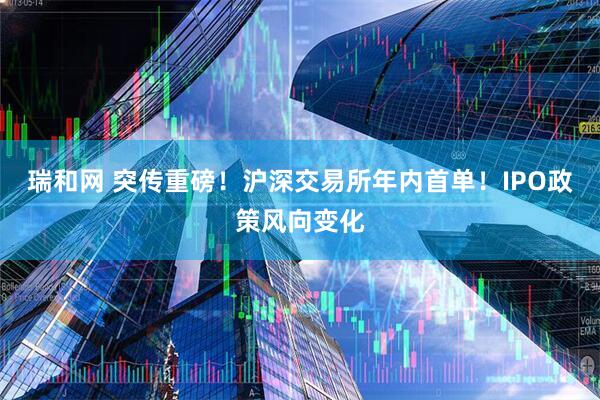 瑞和网 突传重磅！沪深交易所年内首单！IPO政策风向变化